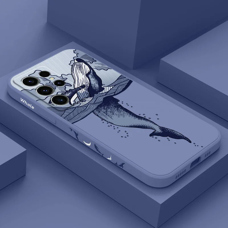 Whale Jumping Phone Case For Samsung Galaxy S25FE S24 S23 S22 S21 S20 S10 S10E S9 Ultra Plus FE Note 20 Ultra 10 9 Plus Cover