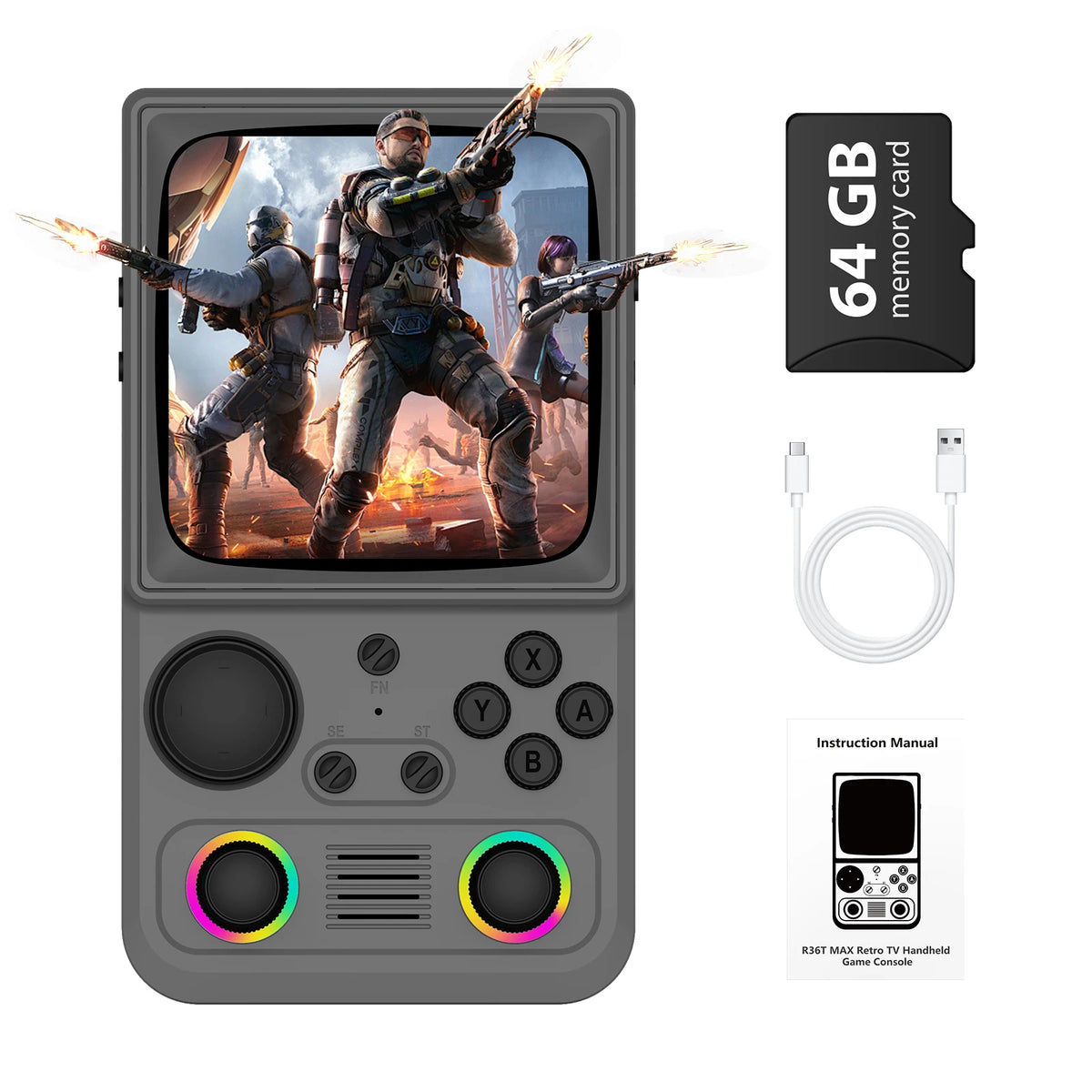 R40 Retro Handheld Game Console 4.0 Inch IPS Screen 720*720 EmuELEC System Built-in 22000+ Games Portable Video Game Player