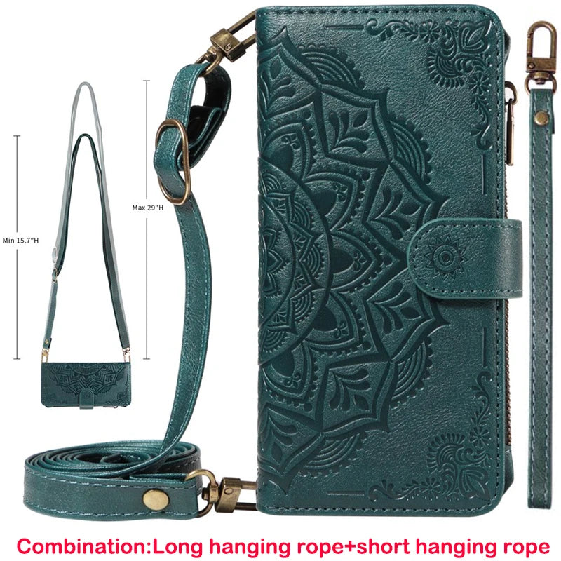 Leather Case For Samsung Galaxy S25 FE S26 Ultra S7 Edge S8 S9 Plus S10 Lite Note 10 8 Flip Wallet Zipper 9 Card Phone Cover