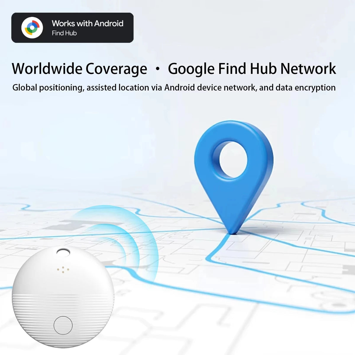 Google Find My GPS Tracker Android Airtag Portable GPS Tracker Bluetooth Locator for Bicycle Keys Never Lose Things