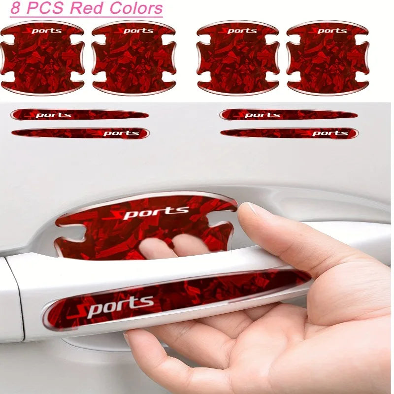 1 Set Carbon Fiber Car Door Wrist Protection stickers Door Handle Anti Collision Decorative Sticker Scratch-Resistant Wear