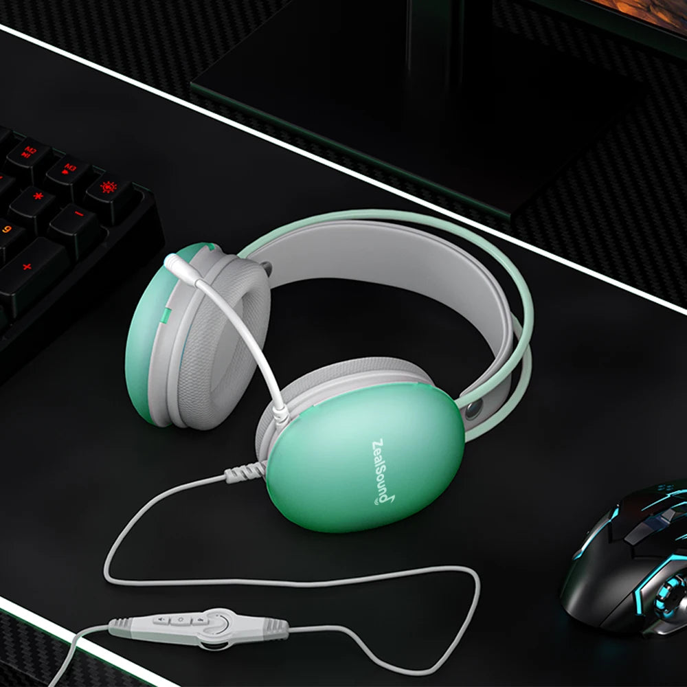 Haomuren RGB USB Gaming Headset For PC Laptop PS4 PS5 Wired Headphones With Mic Bass Surround Over Ear Full Light Earphone S600