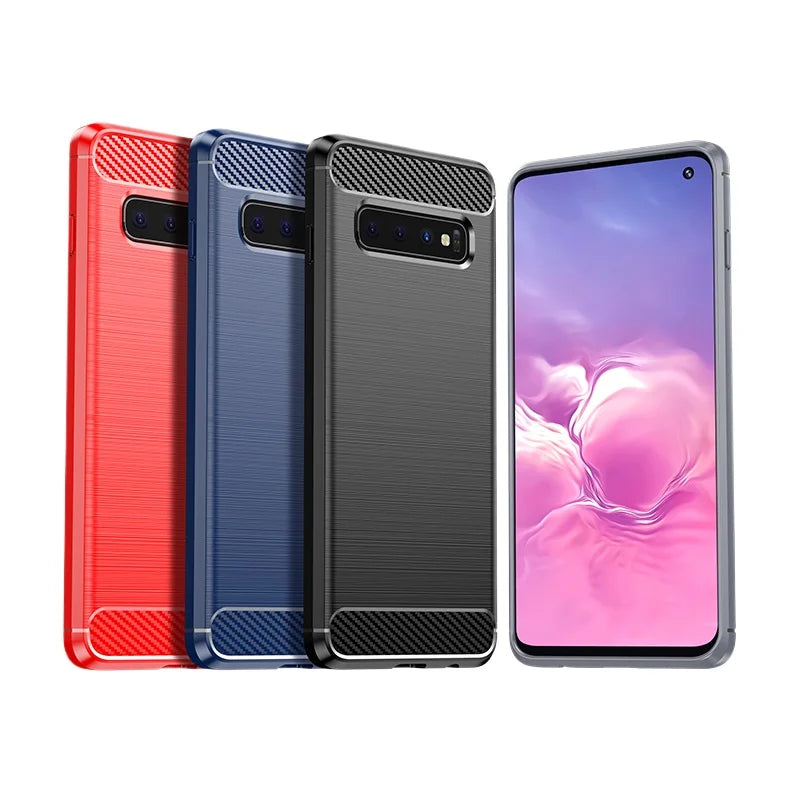 Shockproof Silicone Case For Sansung Galaxy S10 S10E S10Plus Fiber Case Fundas