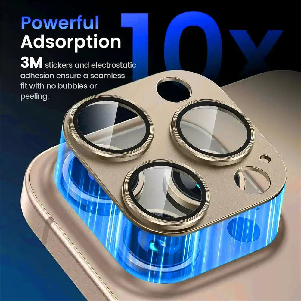 Tempered Glass Metal Camera Lens Protector for Apple iPhone 14 15 16 17 Pro Max Easy Install Camera Lens Protector Case