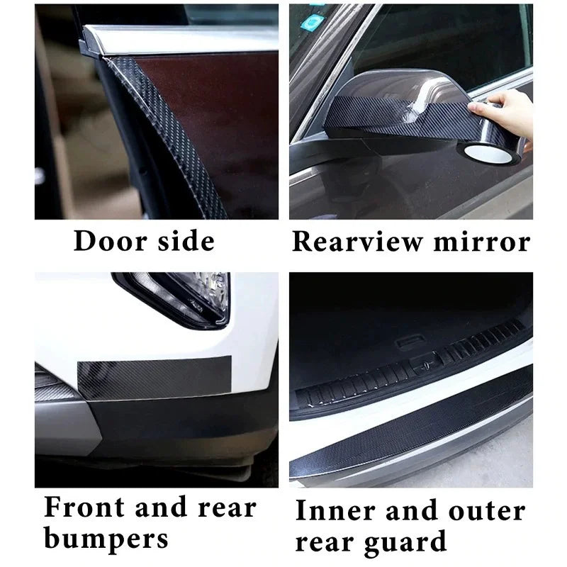3D Carbon Fiber Sticker Paste Car Threshold Protective Film Anti Scratch Waterproof Matte Black Nano Sticker for Car Body