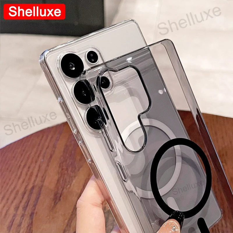 S26 Ultra Case Shelluxe Luxury Magnetic Transparent PC Hard Cover For Samsung Galaxy S26 S25 S24 Ultra S23 Plus S22 FE 5G Cases