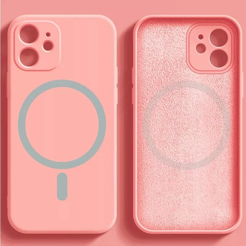 For Apple Magnetism Cover Original Liquid Silicone Magsafe Case Iphone 14 13 12 Mini 11 Pro Max X Xs Xr 7 8 Plus Se 202 Flocking