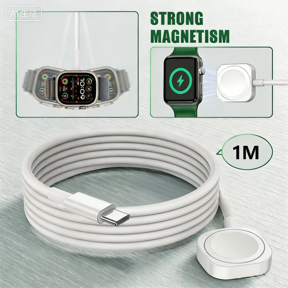 TIMESS Magnetic Fast Watch Charger USB TYPE-C For IPhone Watch Series Ultra 11 10 9 8 7 6 Cable Charging For IWatch 4 3 2 1 SE