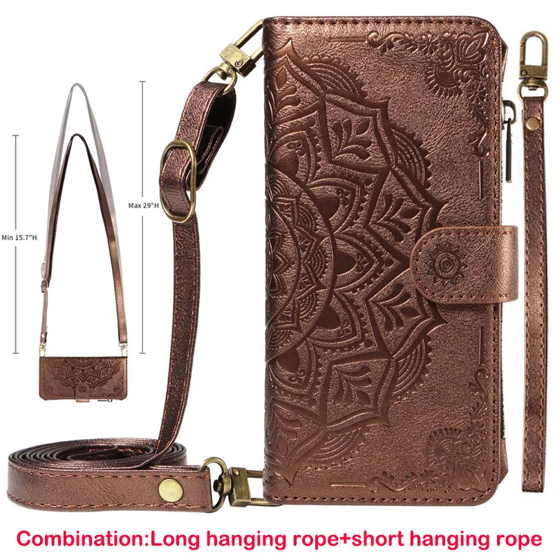 Leather Case For Samsung Galaxy S25 FE S26 Ultra S7 Edge S8 S9 Plus S10 Lite Note 10 8 Flip Wallet Zipper 9 Card Phone Cover