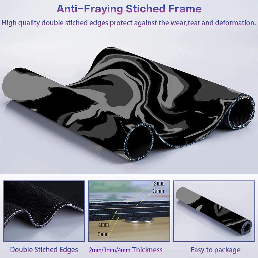 Line Liquid Mouse Pad Gaming Accessories Topographic Table Mat Marble Black Carpet Gray 100x50cm Custom Pc MousePad Desk Mat