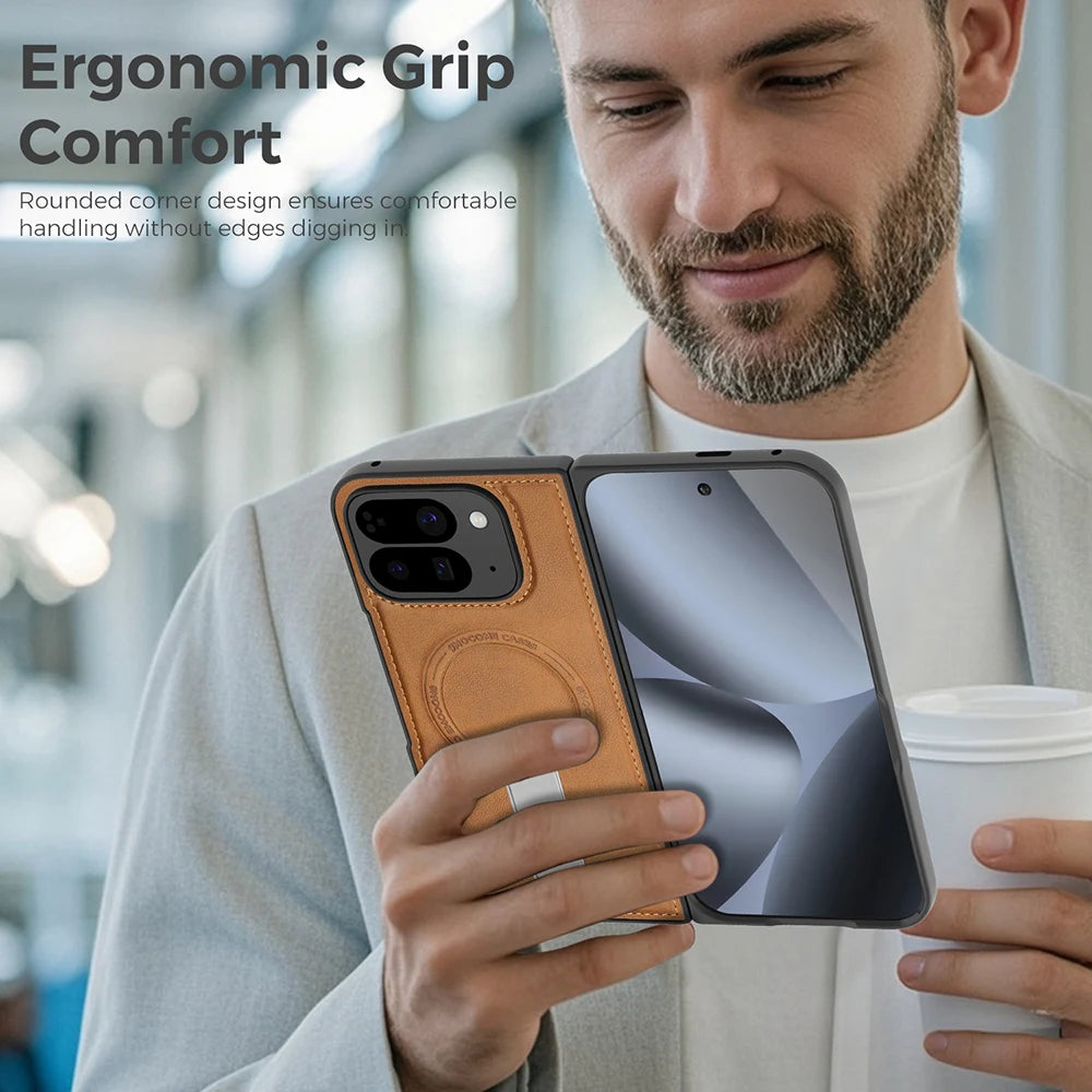 Magnets Magnetic For Magsafe PU Leather Case For Google Pixel 10 Pro Fold Wireless Charging Shell