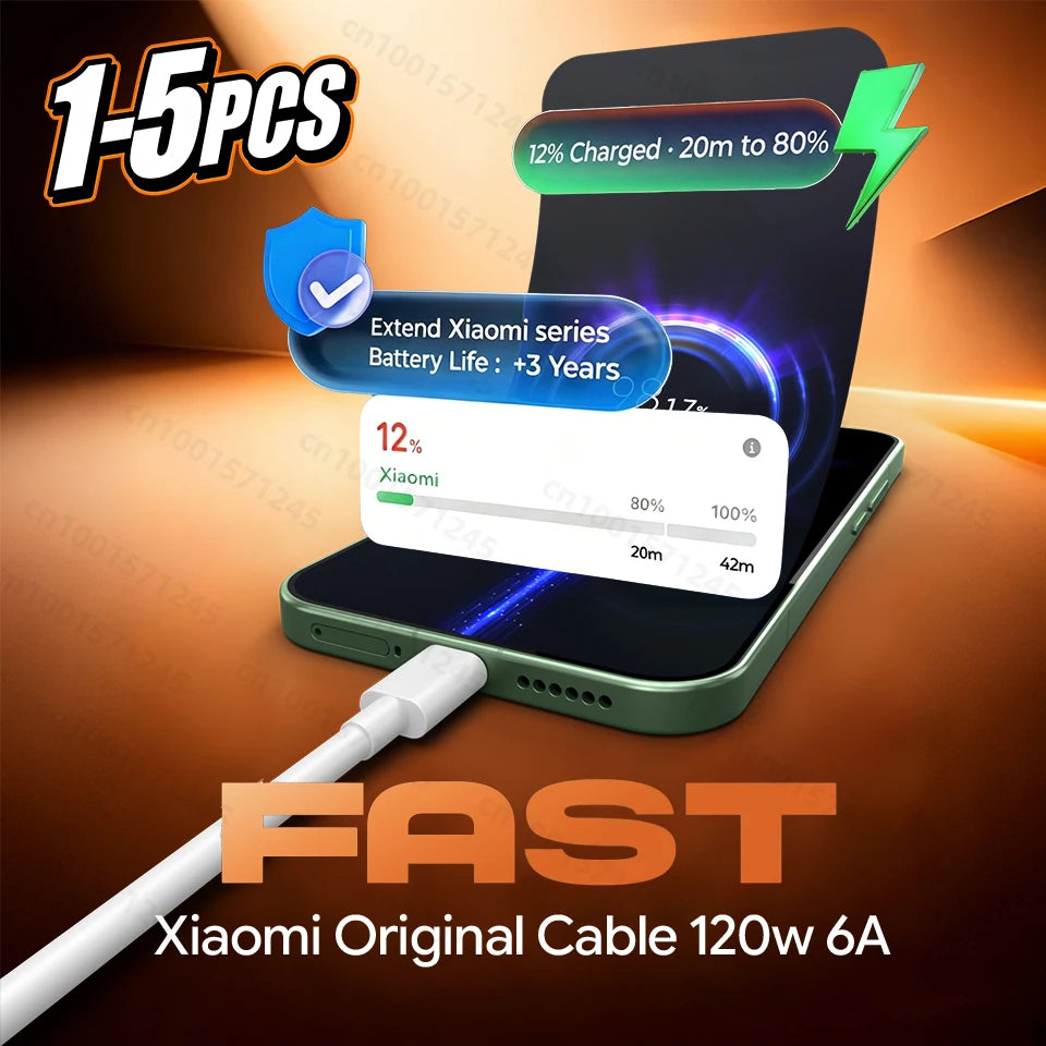 XIAOMI Original Usb Type C Cable 120W 100W 90W 67W 45W Turbo Fast Charger Mi 17 15 14 13 12 T Pro Ultra Poco F8 X8 X7 Redmi Note
