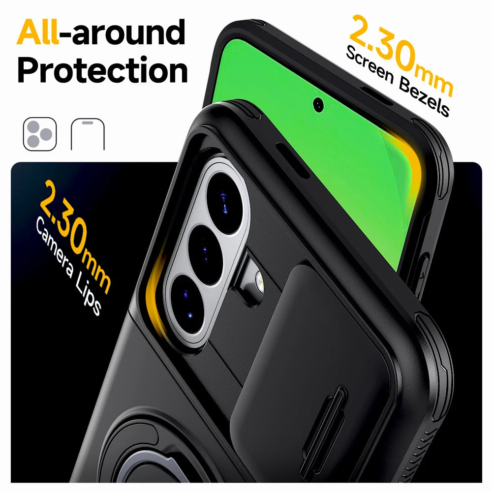 Shockproof Armor Case For Samsung Galaxy A57 A37 A17 A27 A56 A36 A26 A16 A55 A15 5G 4G S26 S25 S24 FE Plus Card Slot Stand Cover