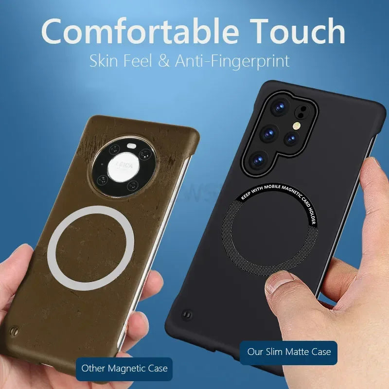 Frameless Magnetic Case For Samsung Galaxy S26 Ultra S25 S24 S23 S22 S21 FE Plus Ultra S21FE Wireless Charging Hard Back Cover