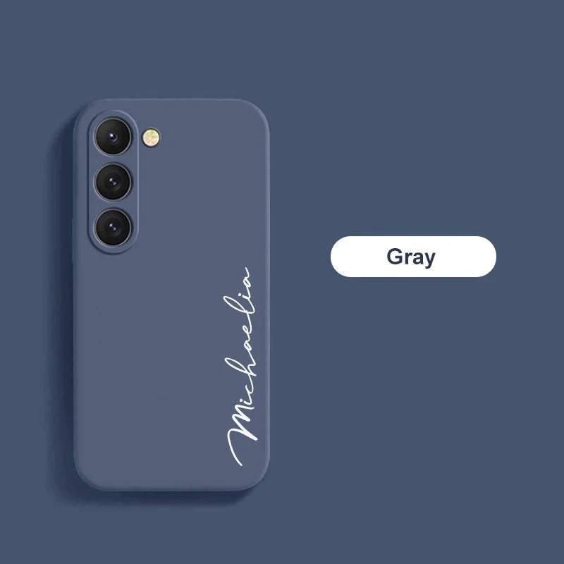 Customized Personalized Name Initials Soft Liquid Silicon DIY Case For Samsung S24 S23 S22 S21 S20FE Ultra Plus Cover For S23FE