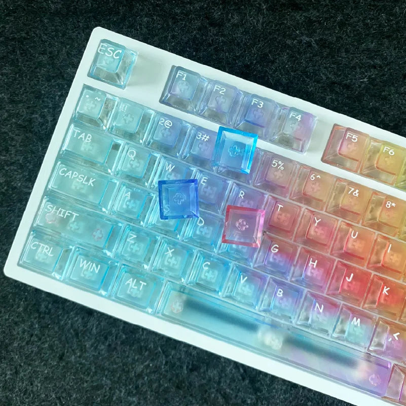 Rainbow Shine Through PC Keycap Set 119 Keys Cherry Profile for RGB MX Switch Mechanical Keyboard