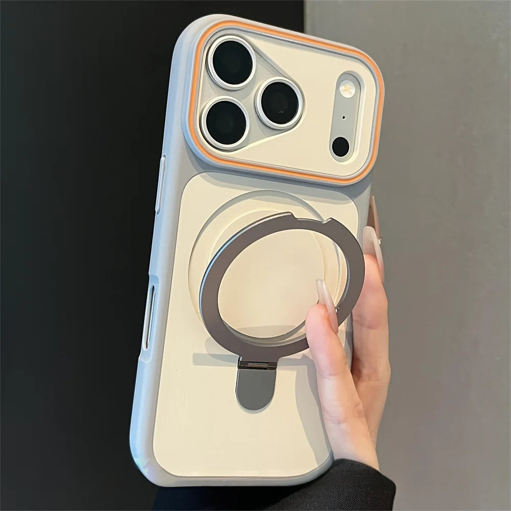 Luxury Dual Tone Metal Ring Holder for Magsafe Case for IPhone 17 Air 16 15 14 Plus 13 12 Pro Max Magnetic Wireless Charge Cover