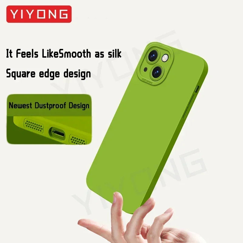 For iPhone 17 Air 16 16e 15 14 11 12 13 Pro Max YIYONG Original Soft Liquid Silicone Cover For iPhone16 Plus iPhone13 Mini Case