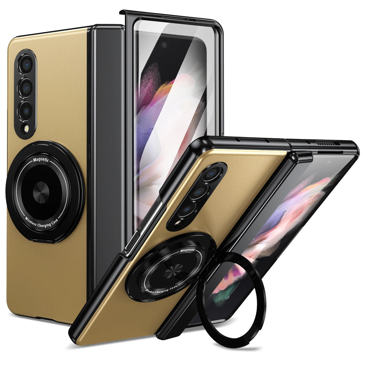 Folding Ring Holder Full Coverage Case for Samsung Galaxy Z Fold 8 Ultra 5G Fold8 Fold7 Fold 7 6 5 4 3 Fold6 Fold5 Fold4 Fold3