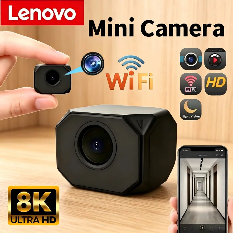 Lenovo 8K 1080P HD Mini WiFi Camera AP Hotspot Remote Monitor Portable Small Camcorder Home Security Surveillance Smart Camera