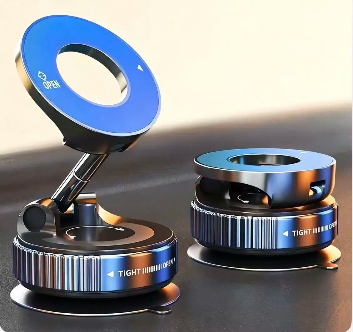Vacuum Magnetic Car Phone Holder 360° Foldable Suction Cup Mount Strong Magnet Cell Phone Stand For Car Dashboard Navigation