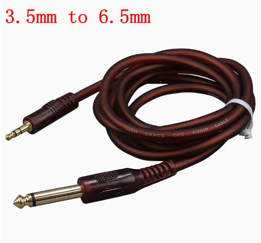1 pcs 6.5 to 3.5 Jack Aux Cable Adapter for Speaker Guitar Amplifier TRS Audio Cable Jack 3.5mm to 6.5mm Audio Cable Auxiliar