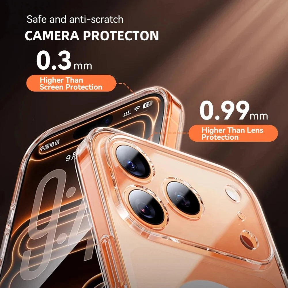 For Magsafe Transparent Magnetic Phone Case For iPhone 17 14 12 13 15 16 Pro Max Plus 17Pro 17 Air Wireless Charging Clear Cover