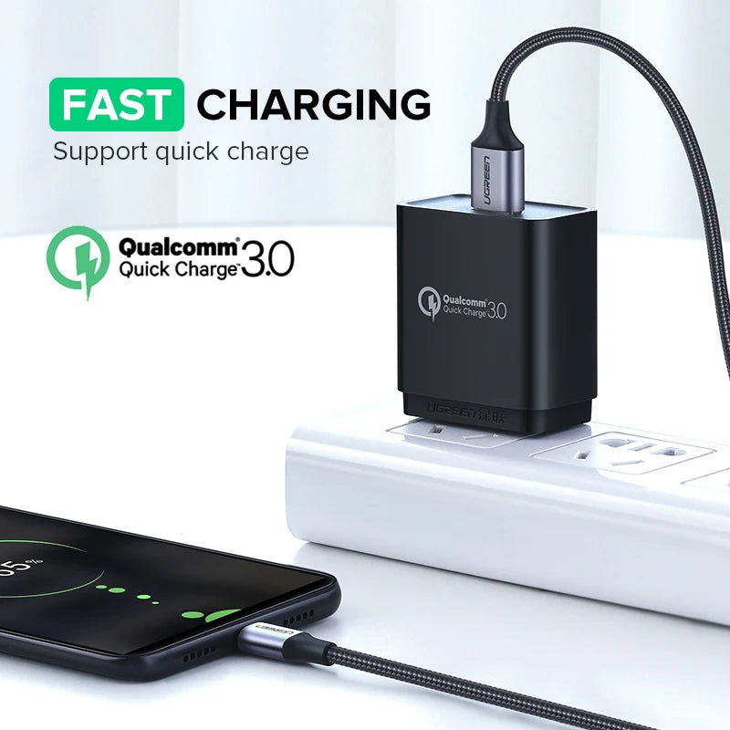 UGREEN USB-A To Micro USB Cable 2A Charger Fast Charging Data Braided Wire Android Mobile Phone Cable 25cm 50cm 1m 2m Short Long