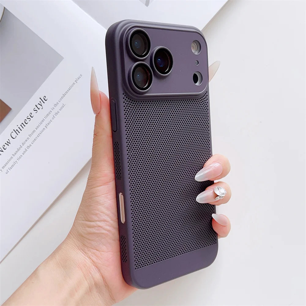 Cooling Phone Case with Full Camera Lens Protection For iPhone 17 Air 16e 16 15 14 Pro Max Plus Shockproof PC Back Cover