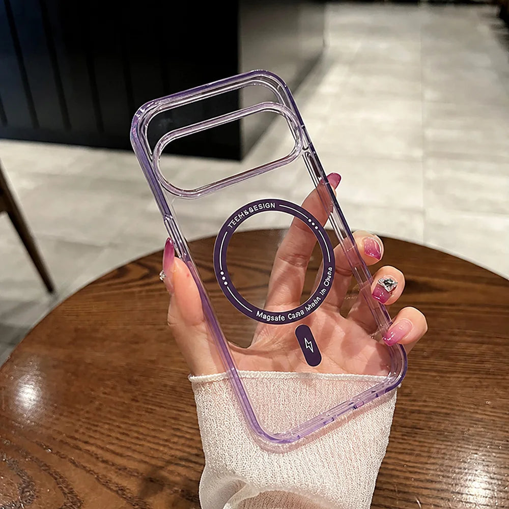 Color Frame Clear Magnetic Phone Case For Google Pixel 9 10 Pro XL 10A 9A 8A 1 0 9 8 Cases Wireless Charging Cover Capinha Funda