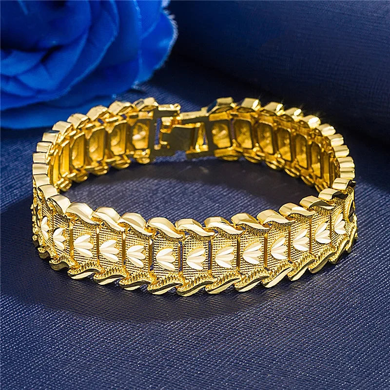 21cm Retro Fashion European Coin Gold-plated Jewelry Copper Plating 18K Gold Men's Wide Version Bracelet Watch Chain Wholesale