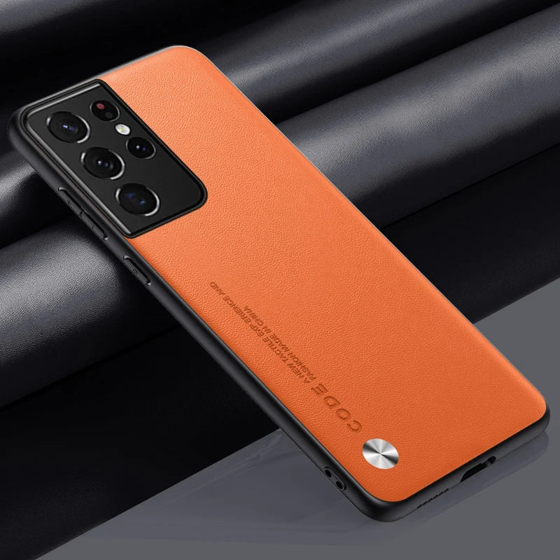 Luxury PU Leather Case For Samsung Galaxy S21 Ultra 5G Back Cover TPU Silicone Full Protection Phone Case For Samsung S21 Ultra