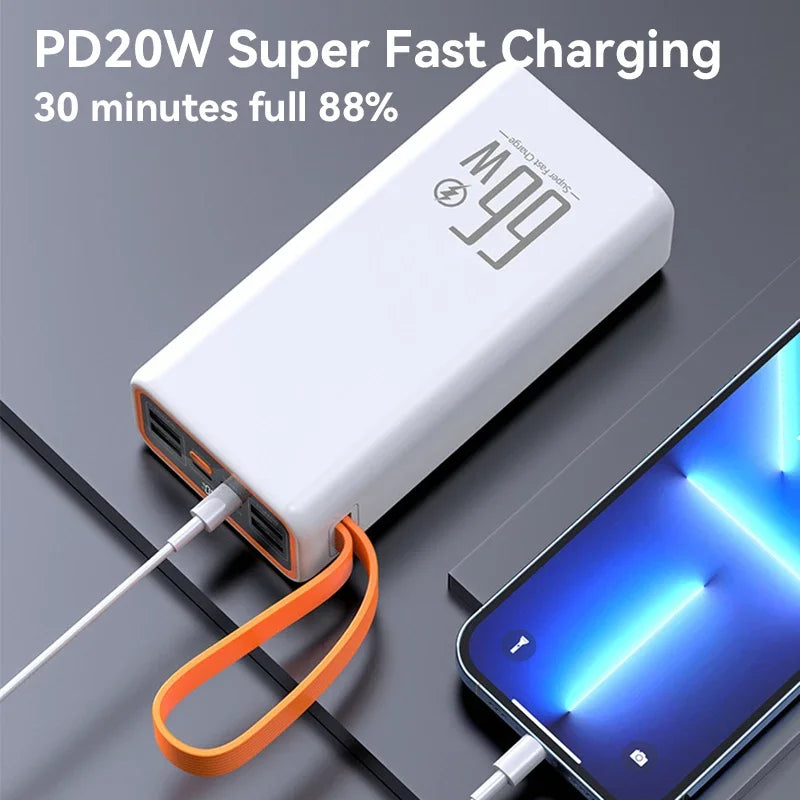 Lenovo 50000mAh Large Capacity Power Bank 30000mAh Portable USB C Fast Charging External Spare Battery For IPhone Huawei Samsung
