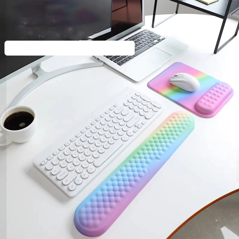 Keyboard Wrist Rest Pad Set Soft Memory Foam Mouse Pad Wrist Support Cushion Pain Relief Ergonomic Computer Mousepad for Office