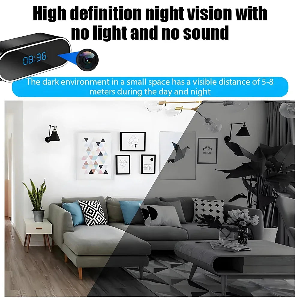 HD4K, New Wi Fi Mini Clock Camera, Upgraded Remote Viewing, Sports Detection, Infrared Night Vision, Home HD Camera