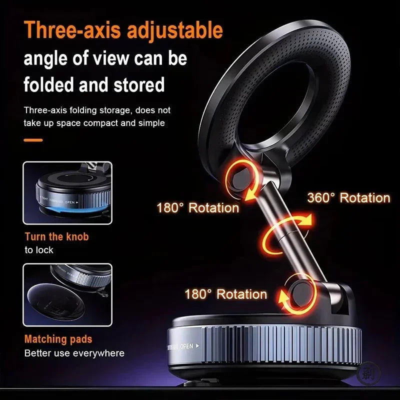 2pcs New 360° Adjustable Vacuum Suction Magnetic Bracket Car Phone Holder for Magsafe IPhone
