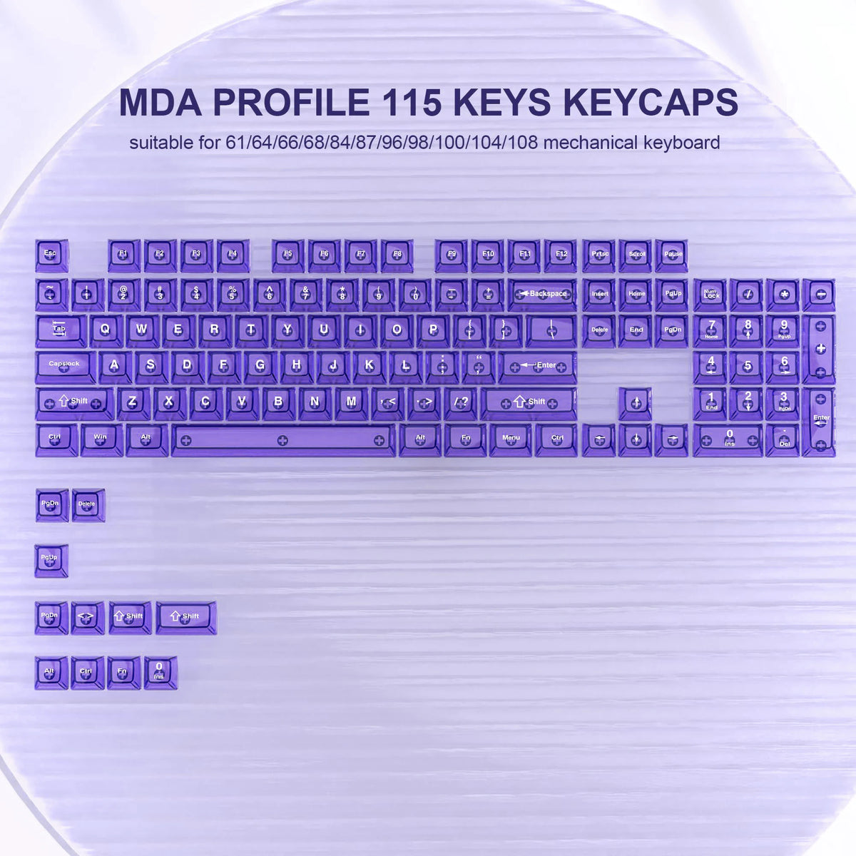 115 Keys Semi-transparent RGB Backlit PC Keycaps MDA Profile Foggy Pink UV-print Keycaps for Cherry Gateron MX Switches Keyboard