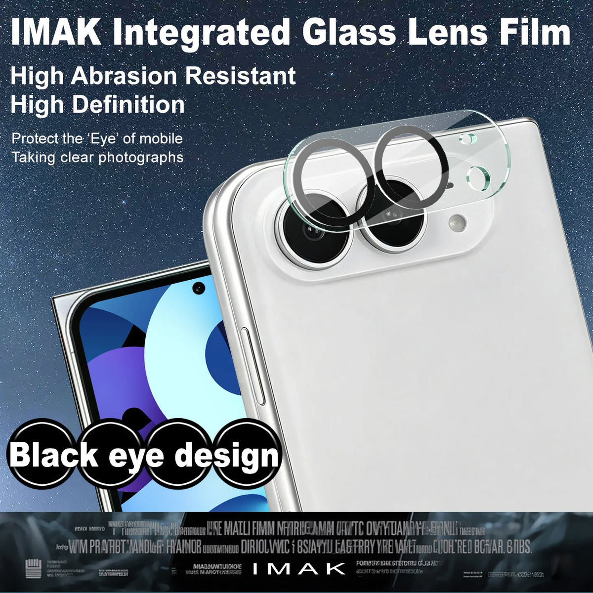 Camera Lens Glass For iPhone Duo Fold 2in1 Acrylic Glass Camera Protector Film Anti Fingerprint 9H Hardness HD Clear LS0013