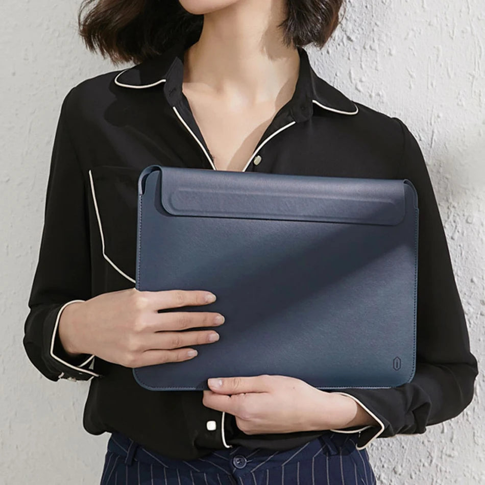WiWU Laptop Sleeve Case for MacBook Air 13 M2 A2681 Ultra-thin Leather Notebook Case for Macbook pro 16 14 Waterproof Laptop Bag