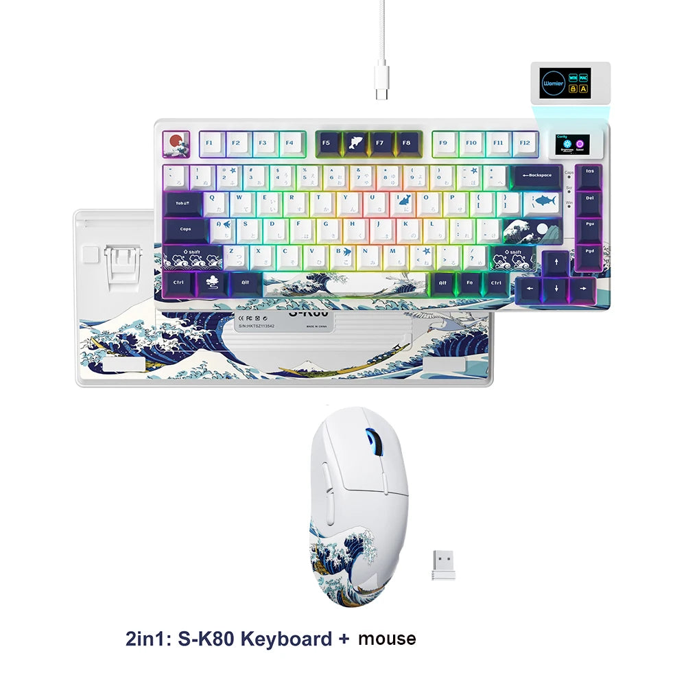 Womier SK80 Gasket Mounted Mechanical Keyboard 81 Key Gamer Keyboard 75% Hot Swap RGB Gaming Keyboard with Smart Display for PC