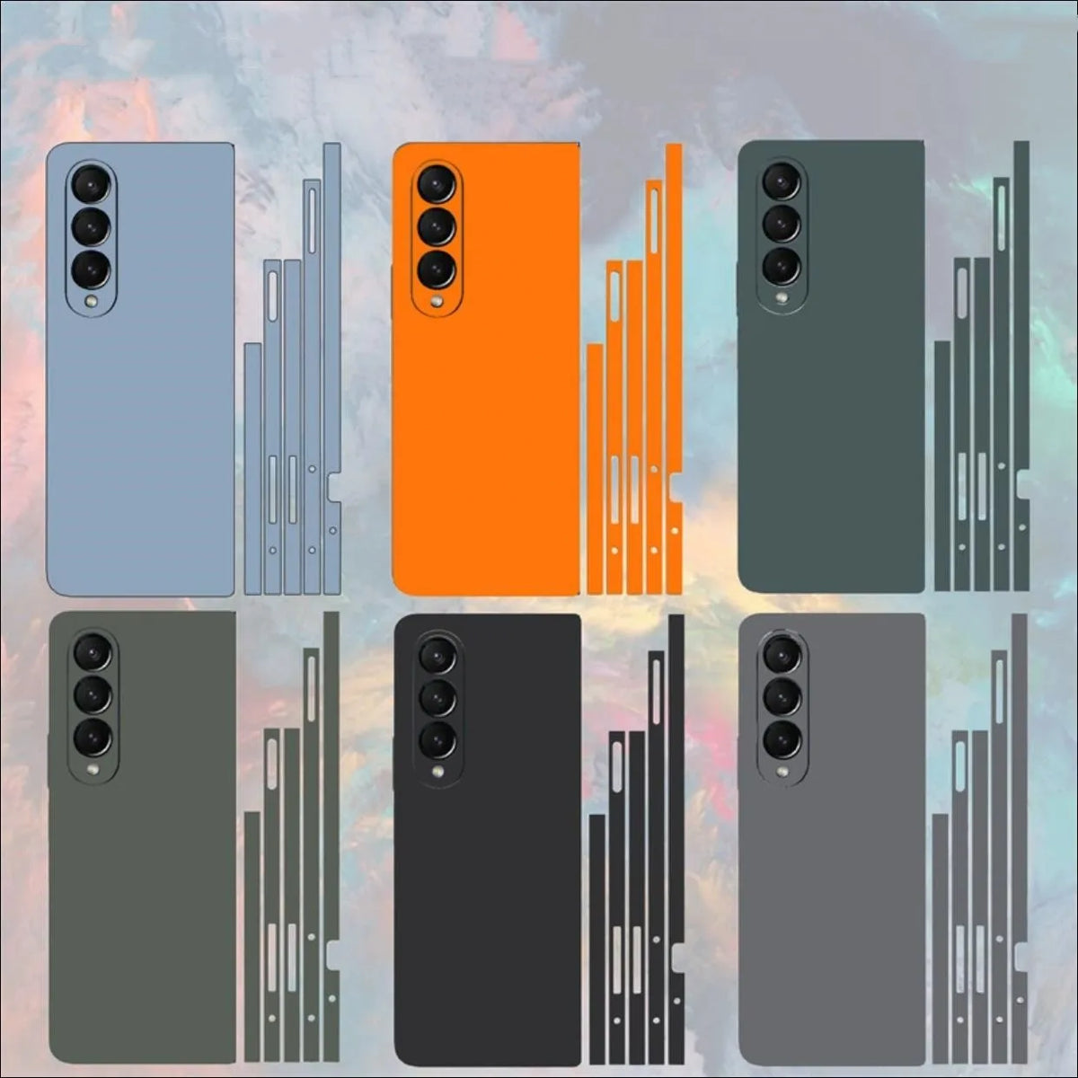 Plain Color Sticker for Samsung Galaxy Z Fold7 6 5 4 3 Back Screen Protector Hing Side Skin 3 in 1 Protective Film Fold4