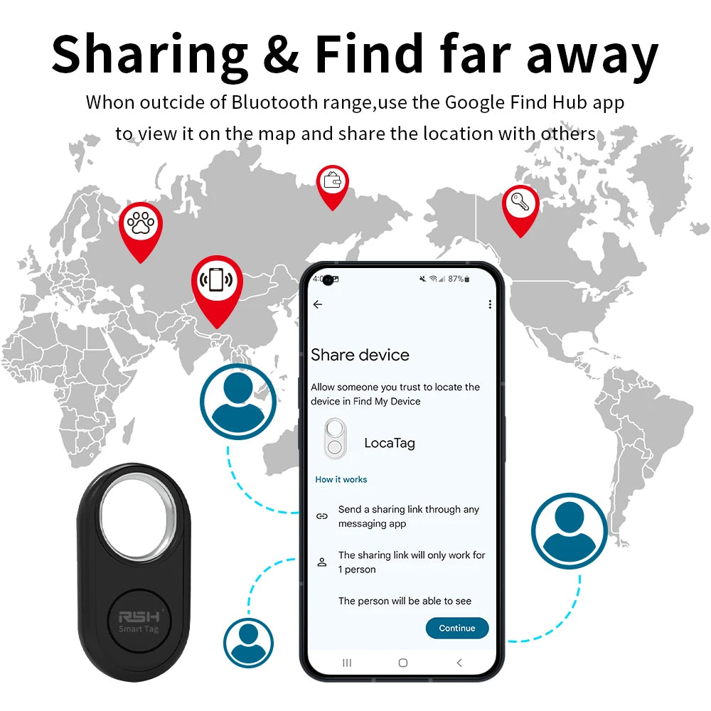 RSH 4PCS GPS Tracker for Samsung Global Finder Work with Android Google's Find Hub Anti-loss Alerts Smart Tag Sound Fast Locator