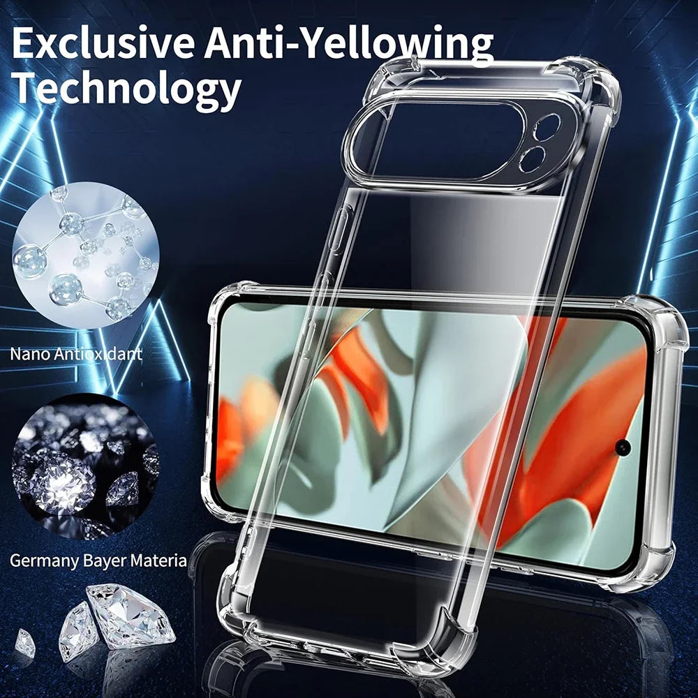 For Google Pixel 11 10 9 8 7 6 Pro XL 10a 9a 8a 7a 6a Transparent Shockproof Silicone Clear Case Airbag Back Cover
