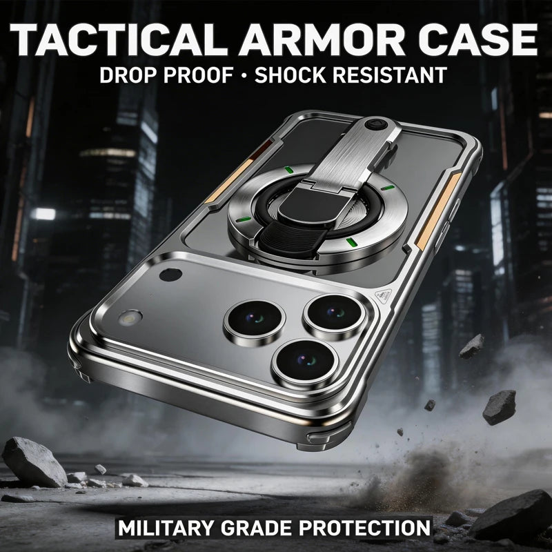 2-in-1 Detachable 360 Rotating Magnetic Bracket Metal Frameless Phone Case for iPhone 17 Pro Max Shockproof for Magsafe Cover