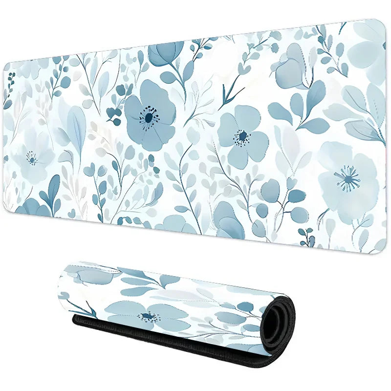 Botanical Green Floral Plant Mouse Pad Large Desk Pad Non-Slip Gaming accessories Mouse Mat Stitched Edges for Office and Home