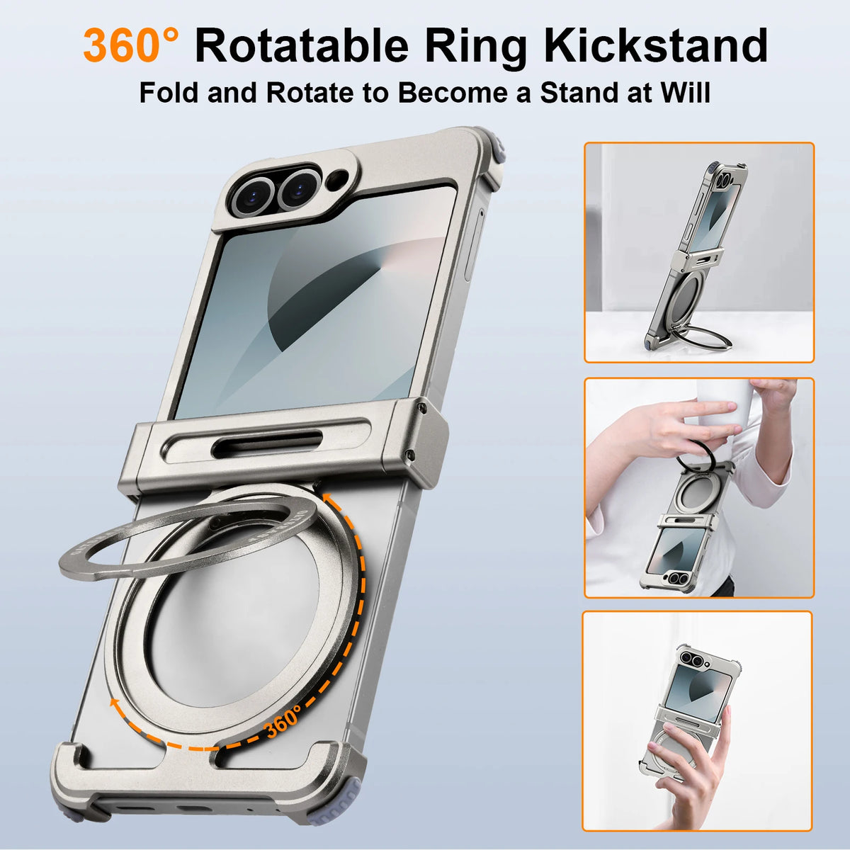 Eary for Samsung Galaxy Z Flip 8 7 6 Case for MagSafe 360° Rotatable Magnetic Kickstand Ultra-Thin Shockproof Protective Cover