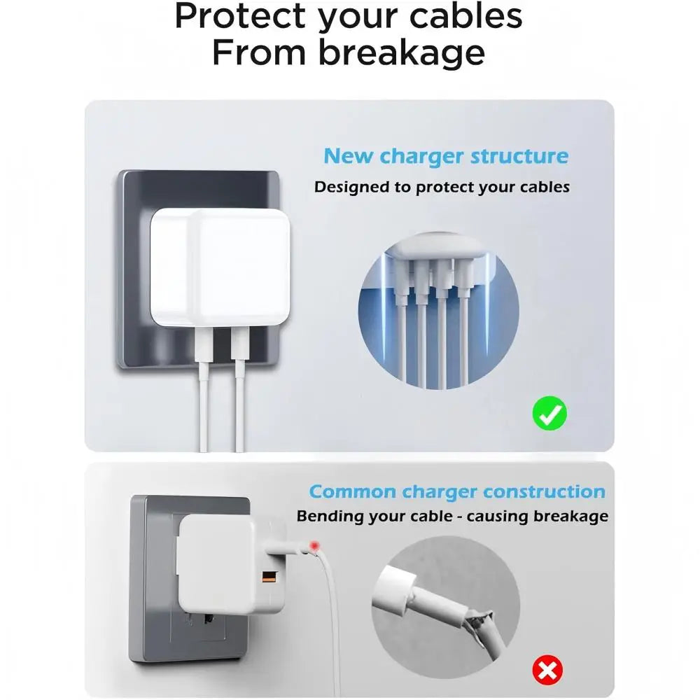1pc USB C Charger, 40W 4 Port USBC Plug Fast Charger Multi AC Dual Port PD+QC Type C Adapter for Phone, iPad, Samsung Galaxy