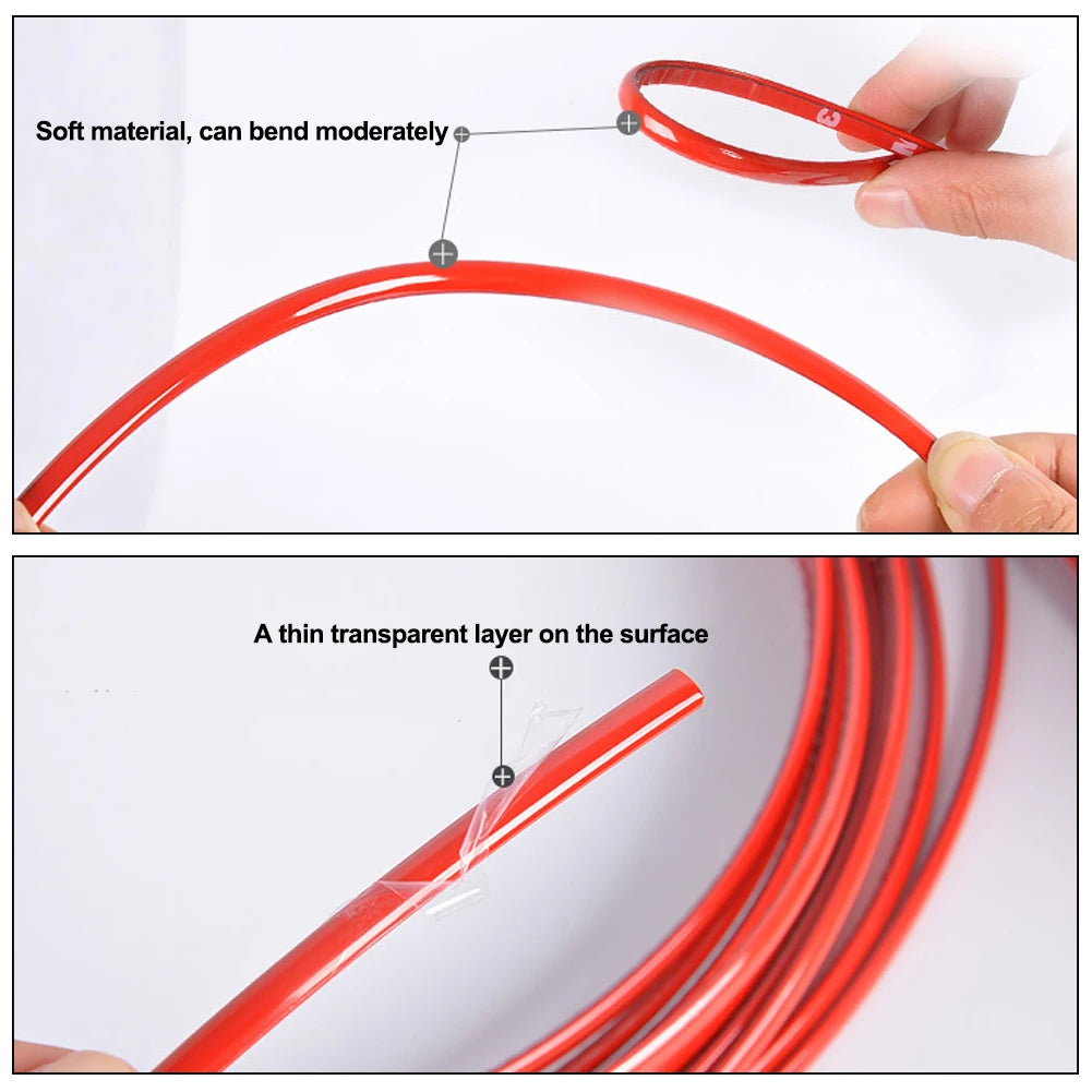 3M /5M DIY Car Bumper Self-adhesive red Decorative Strip Thickened PVC Material To Prevent Body Scratches Decorate Car Accessory