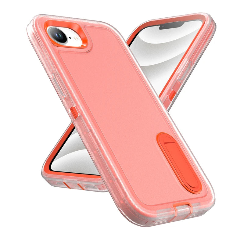 For iPhone 17E 16e Case ELVEV Luxury Soft Silicone Anti-fall + Hard PC Bumper Camera Protection Cover with Stand For 16E 17e