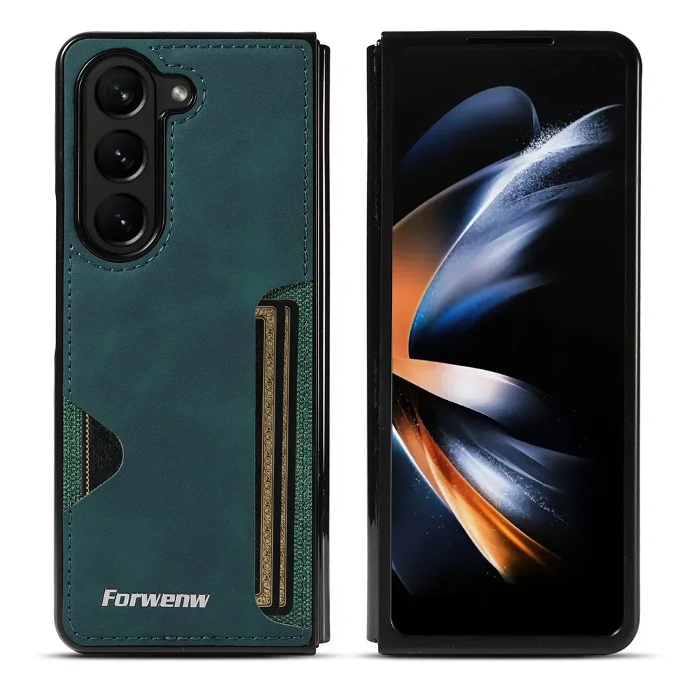Luxury PU Leather + PC Hold Case for Samsung Galaxy Z Fold 8 Ultra 7 6 5 4 3 Fold7 Fold6 Fold8 Card Slot Phone Cover Etui Coque